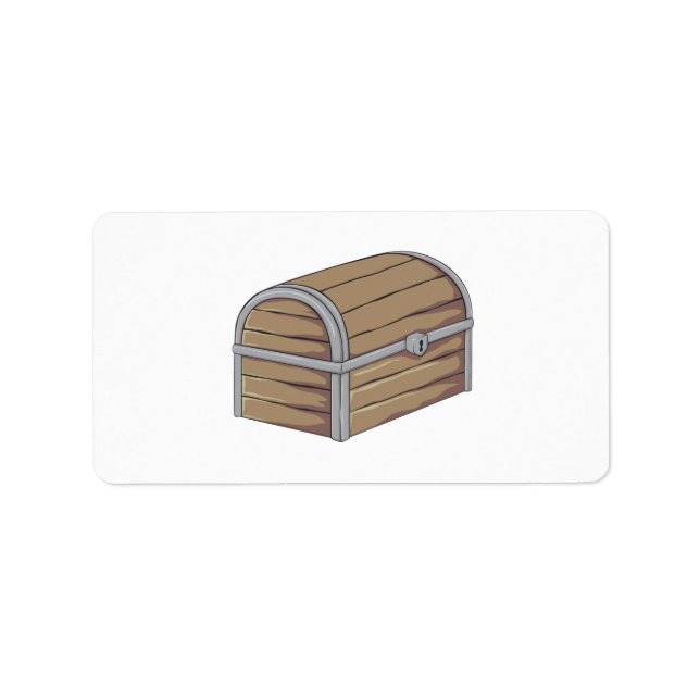 Custom Antique Wooden Pirate Treasure Chest Button Label (Front)