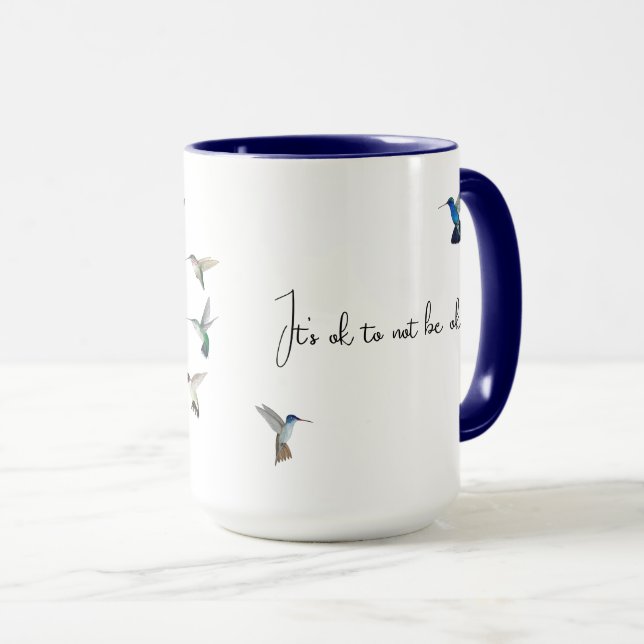 Custom Anxiety Hummingbird Mug (Front Right)
