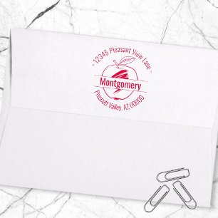 Custom Apple Artwork Circular Address Name Self-inking Stamp