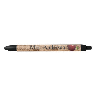 Custom Apple & Jute teacher pen