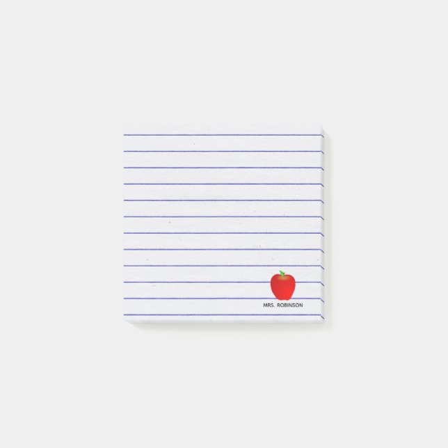 Custom Apple Lines Teacher Sticky Notes (Front)