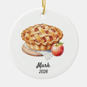 Custom Apple Pie ornament, Apple Pie Christmas Ceramic Ornament