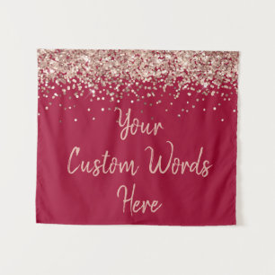 Custom Apple Rose Gold Birthday Party Photo Booth Tapestry