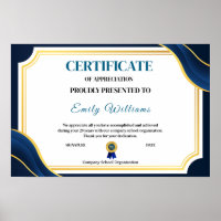 Custom Appreciation Achievement Gold Certificate P