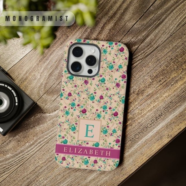 Custom Apricot Peach Floral Green Purple Flowers iPhone Case (Custom Apricot Peach Floral Green Purple Flowers iPhone Case)