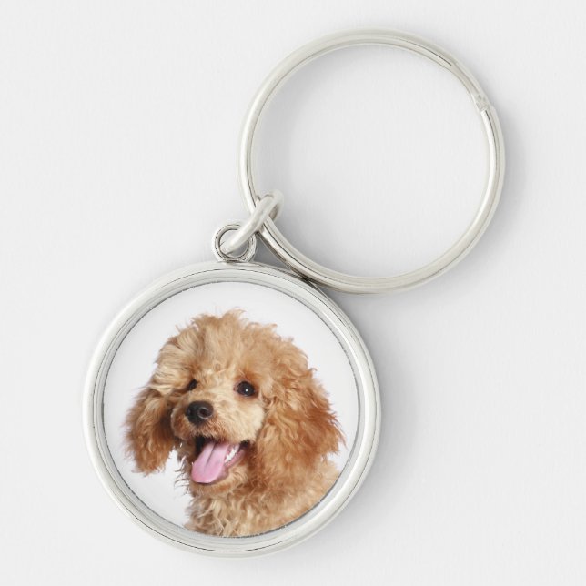Custom Apricot Poodle Puppy Dog Love Key Chain (Front)