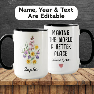 Custom April Birth Flower - Personalized Name Mug