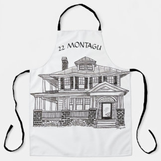 Custom apron design with a house