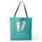 Custom aqua blue sandals beach wedding tote bags