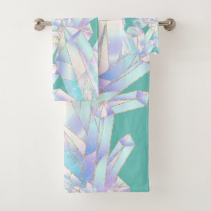 CUSTOM AQUA CRYSTAL BATHROOM TOWEL SET