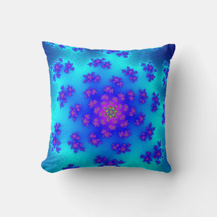 Custom Aqua Floral Sprinkles Throw Pillow