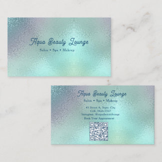 Custom Aqua Silver Salon | Beauty Spa Business Card