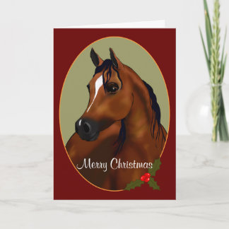 Custom Arabian Horse Christmas Cameo Card