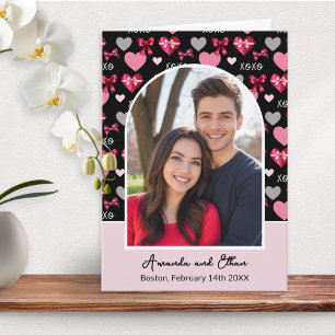 Custom Arch Photo Bows and Hearts Valentine's Day Card