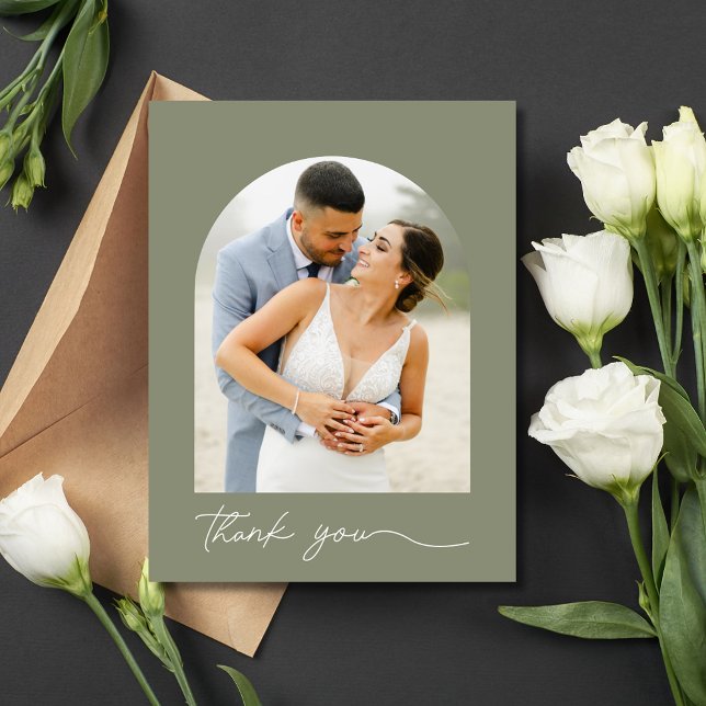 Custom Arch Photo Wedding Thank You  Postcard (Custom Arch Photo Wedding Thank You Postcard)