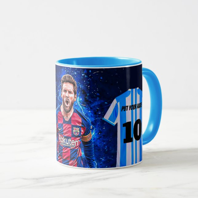 Custom Argentina Jersey Mug – Number 10 Football C (Devant droit)
