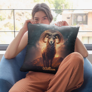 Custom Aries Zodiac Horoscope Fantasy Sun Sign Thr Throw Pillow