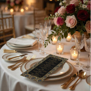 Custom Art Deco Embroidered-Style Wedding Menu