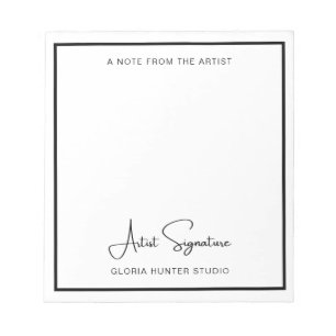 Custom Art Signature Note from Artist Notepad