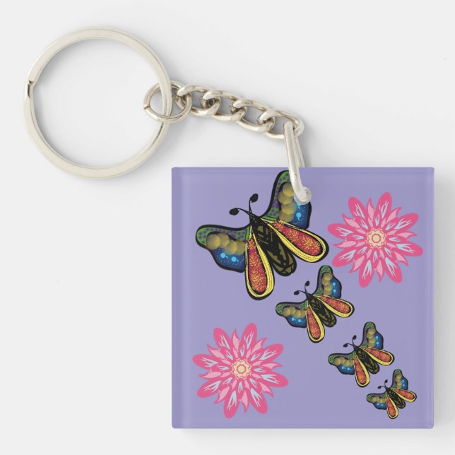 Custom Artistic Butterfly Cascade Keychain (Front)