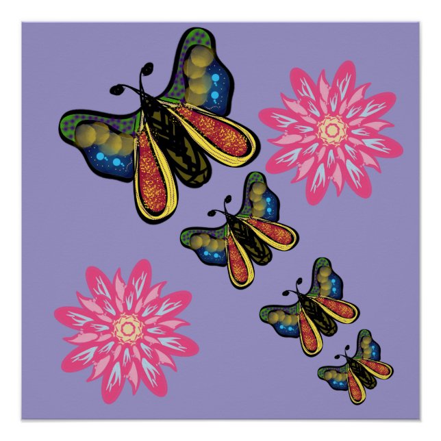 Custom Artistic Butterfly Cascade Poster (Front)
