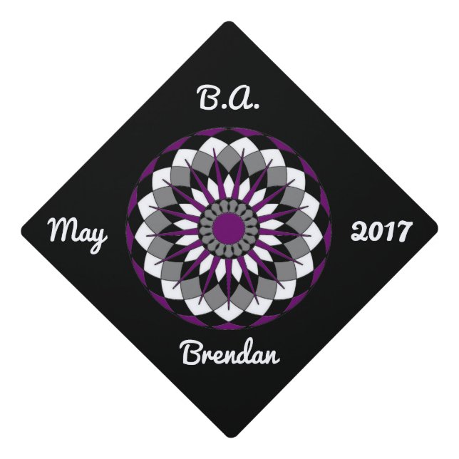Custom Asexual Pride Flag Colours Mandala LGBT Graduation Cap Topper (Front)