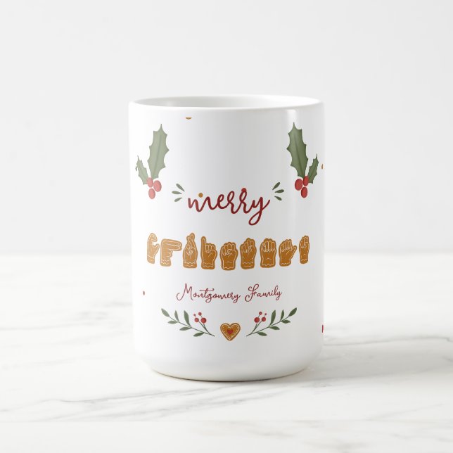 Custom ASL Merry Christmas Gingerbread Hands Coffee Mug (Center)