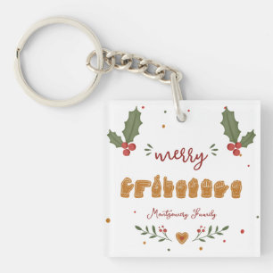 Custom ASL Merry Christmas Gingerbread Hands Keychain