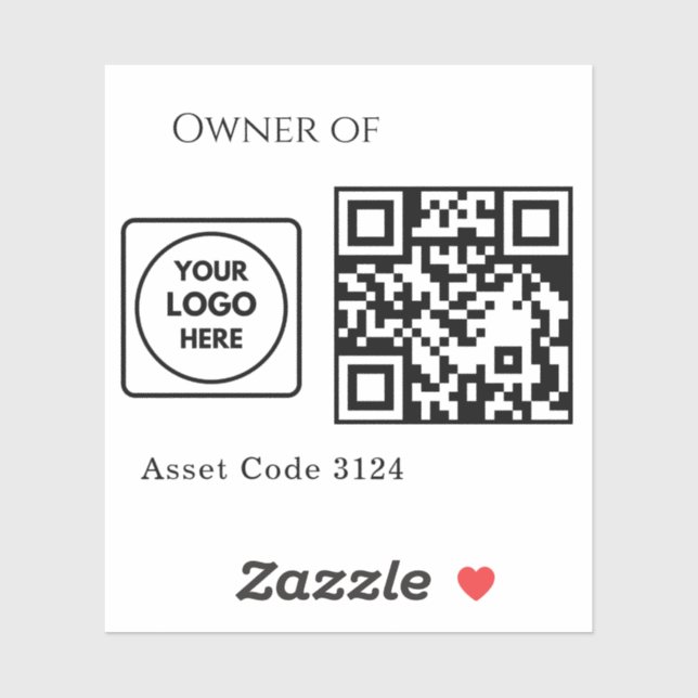 Custom Asset QR | Company Property Business Logo (Sheet)
