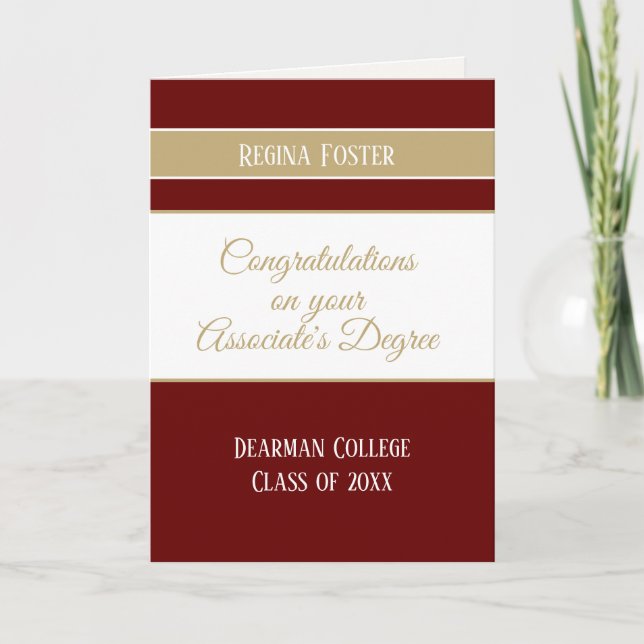 Custom Associate's degree college graduation card (Front)