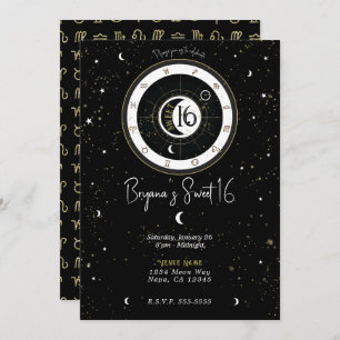 Custom Astrology Sun & Moon Sign Sweet 16    Invitation
