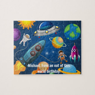 Custom, astronauts, spaceships, planets, universe, jigsaw puzzle