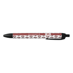 custom athlete name maroon black volleyballs ink pen