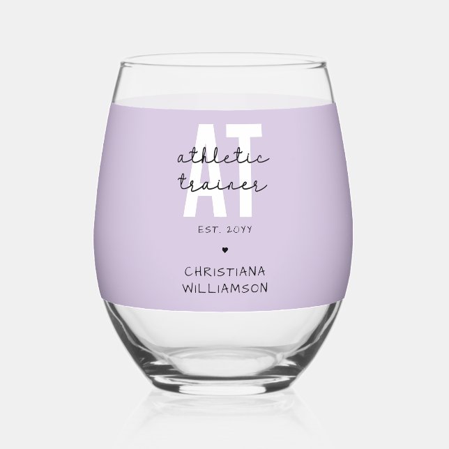 Custom Athletic Trainer AT athletic training Stemless Wine Glass (Front)