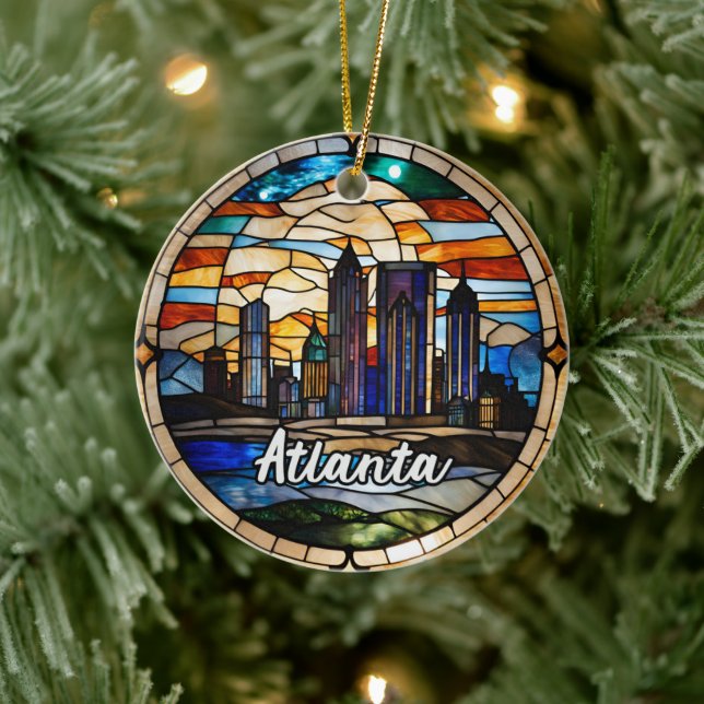 Custom Atlanta Skyline  Ceramic Ornament (Tree)