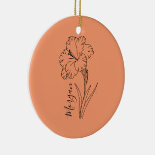 Custom August Gladiolus Birth Flower Gift for Birt Ceramic Ornament