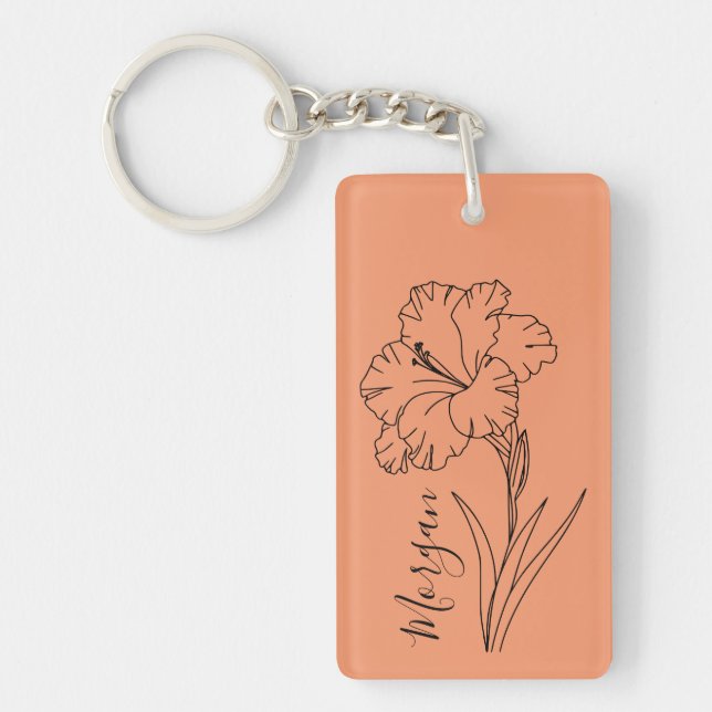 Custom August Gladiolus Birth Flower Gift for Birt Keychain (Front)