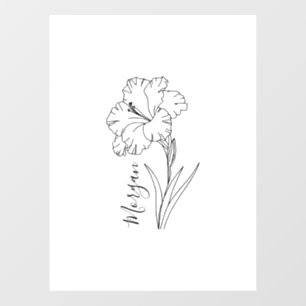 Custom August Gladiolus Birth Flower Gift for Birt Window Cling