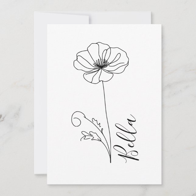 Custom August Poppy Birth Flower Gift for Birthday Invitation (Front)