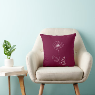 Custom August Poppy Birth Flower Gift for Birthday Throw Pillow