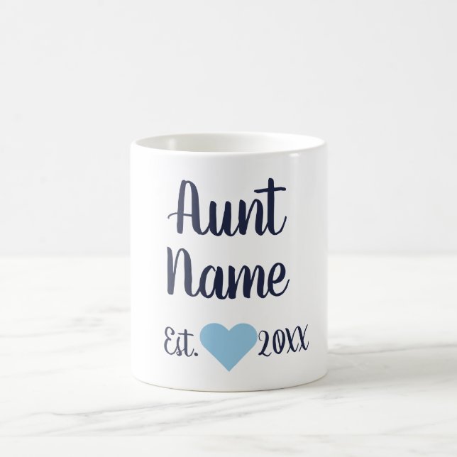 Custom Aunt Established Navy & Baby Blue Mug (Center)