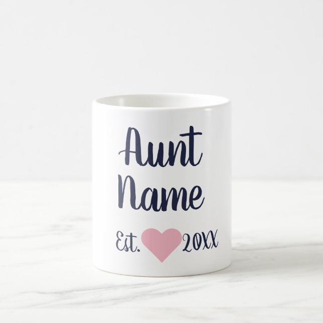 Custom Aunt Established Navy & Pink Mug (Center)