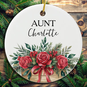 Custom Aunt New Baby Announcement Keepsake Ceramic Ornament