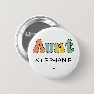 Custom Aunt Retro Gift Auntie Personalized 2 Inch Round Button