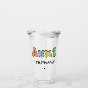 Custom Aunt Retro Gift Auntie Personalized Acrylic Tumbler
