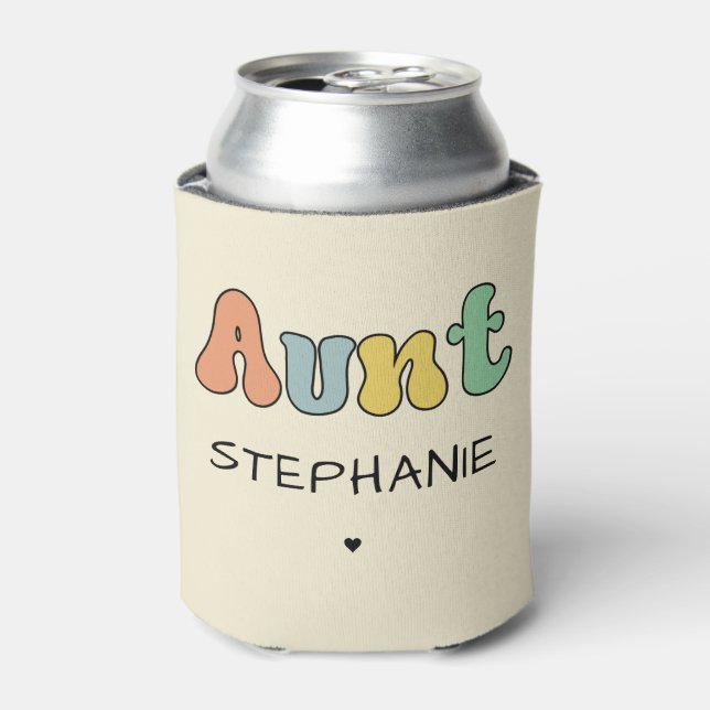 Custom Aunt Retro Gift | Auntie Personalized Can Cooler (Can Front)