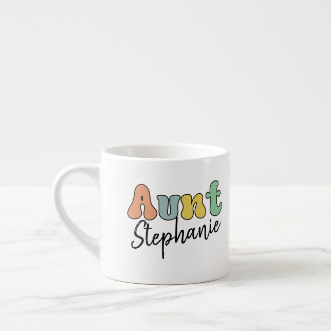 Custom Aunt Retro Gift | Auntie Personalized Espresso Cup (Left)