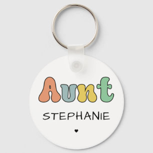 Custom Aunt Retro Gift   Auntie Personalized Keychain