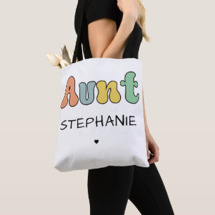 Custom Aunt Retro Gift Auntie Personalized Tote Bag