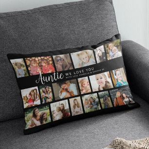 Custom Auntie 18 Photo Collage Lumbar Pillow